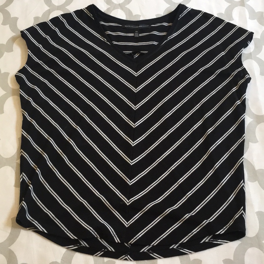 White House Black Market Black and White Jetsetter Tee